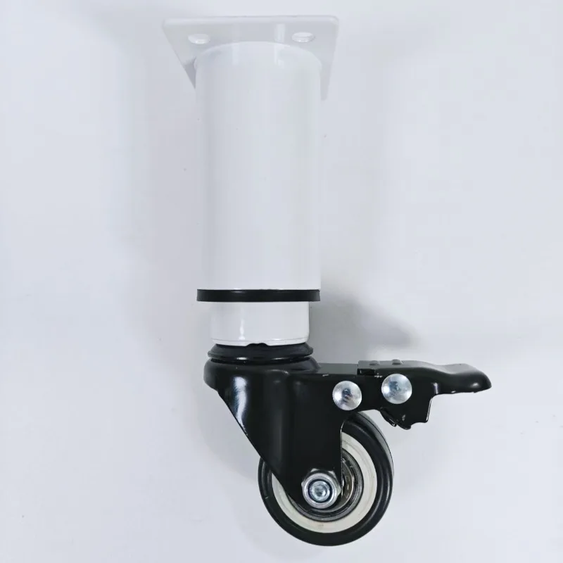 4Pcs White Metal Adjustable Furniture Legs with Swivel Caster Wheels for Cabinet/Sofa/Bed/Dresser/Couch/Coffee Table