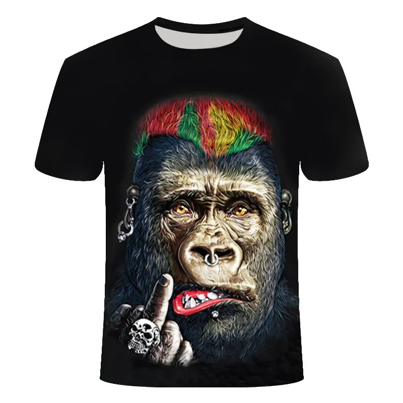 3D Print Men\'s T-shirt Funny Monkey Casual Animal New T Shirts for Men Oversized Prints Short Sleeve Y2k Tops Hip Hop Streetwear