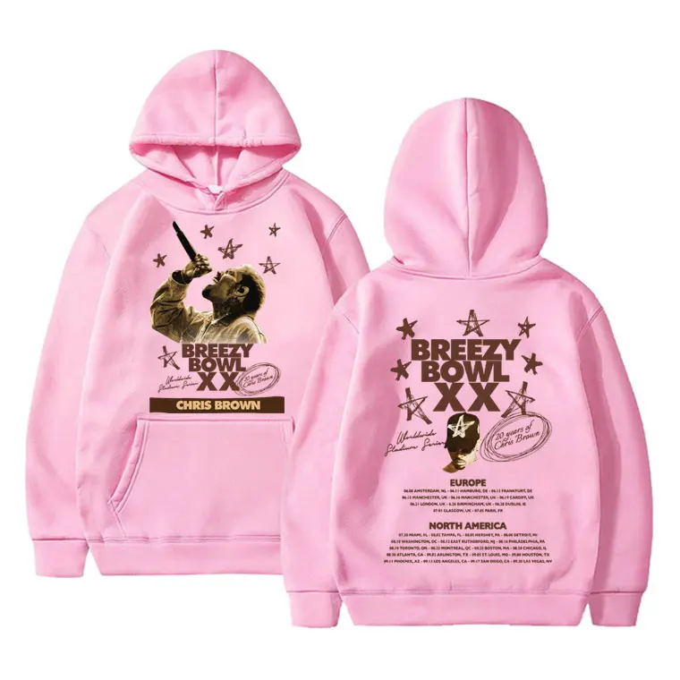 Rapper Chris Brown Breezy Bowl XX Tour 2025 Hoodie Men Women Hip Hop Fashion Pop Music Sweatshirt Casual Cotton Vintage Pullover