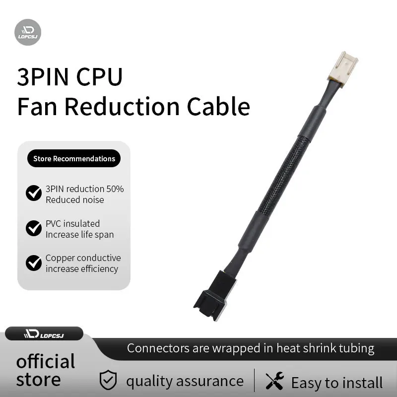 LDPCSJ Fan resistor cable 3/4 pin male to 3/4 pin female connector reduce pc cpu fan speed noise resistor deceleration cable