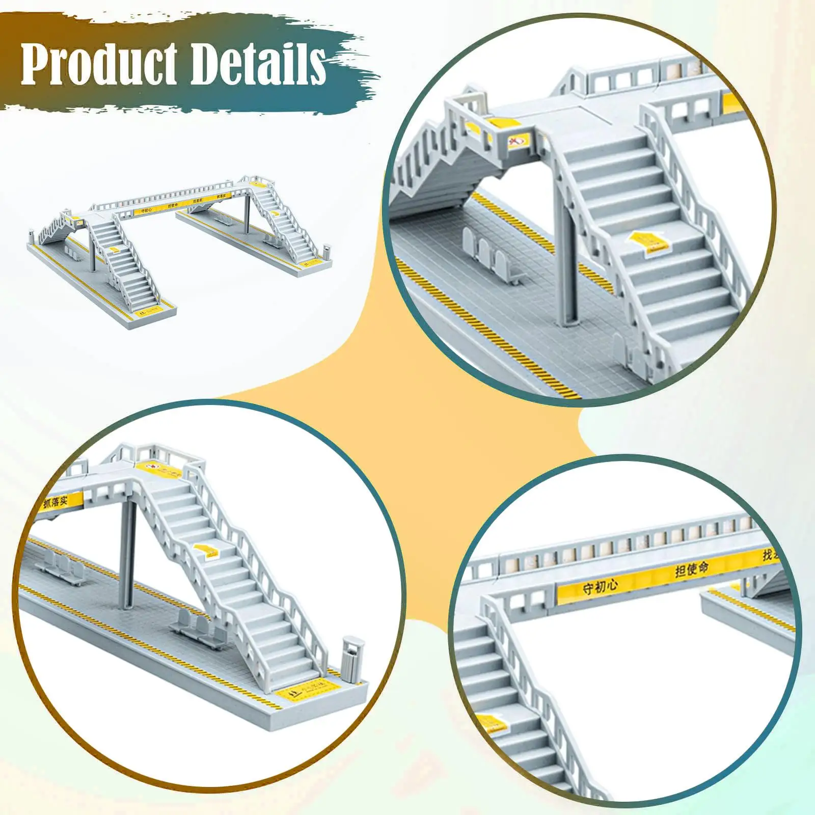 

Pedestrian Footbridge Model Accessories, Transportation Diorama, Mini Sand Table Scene Building Micro Architectural Building