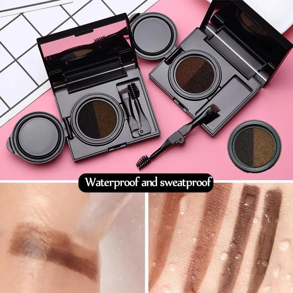New 2 in 1 Eyebrow Cream Waterproof with Double Ended Brush Brow Powder Anti-Smudge Sweatproof Eyeliner Cream