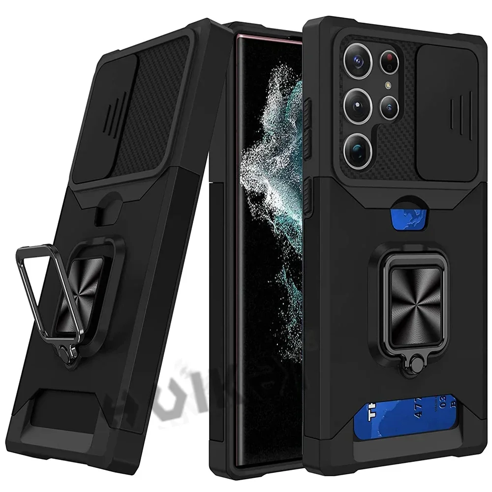 حافظة لهاتف سامسونج جالاكسي S24 S23 S22 S21 FE نوت 20 Ultra A72 حامل بطاقة فتحة المحفظة العسكرية الشريحة كاميرا الصف حافظة واقية #1