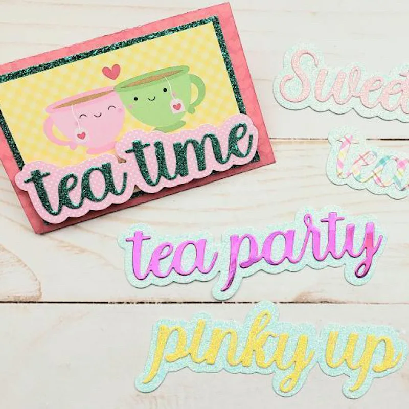 KSCRAFT Tea Time Shadow Words Metal Cutting Dies Stencils for DIY Scrapbooking Decorative Embossing DIY Paper Cards