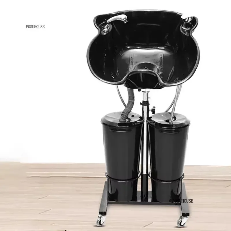 

Portable Barbershop Shampoo Chair Height-Adjustable Mobile Shampoo Bowl Hair Washing Sink Suitable for Beauty Salon Home