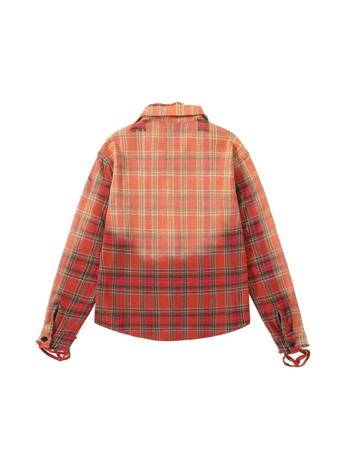 Gallery Dept Talk Wash Destroy High Street Vintage Orange Checked Shirt Jacket