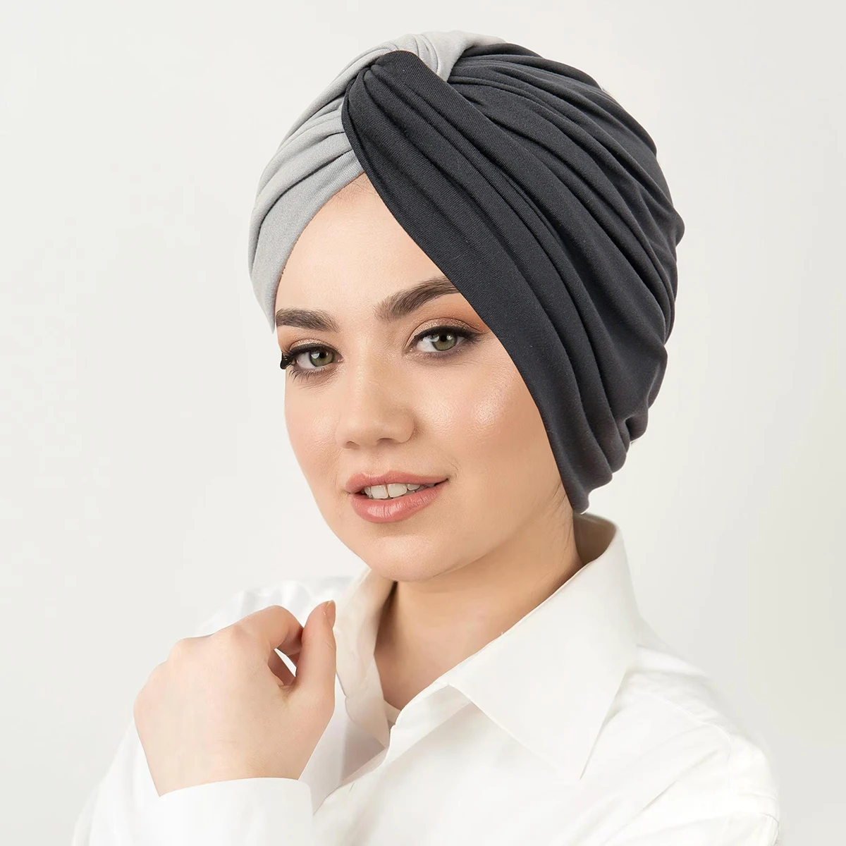 Muslim Color-blocking Hijab Cap Undercap Hijabs Women Abaya Islamic Abayas Jersey Instant Wrap Women Arabic Caps