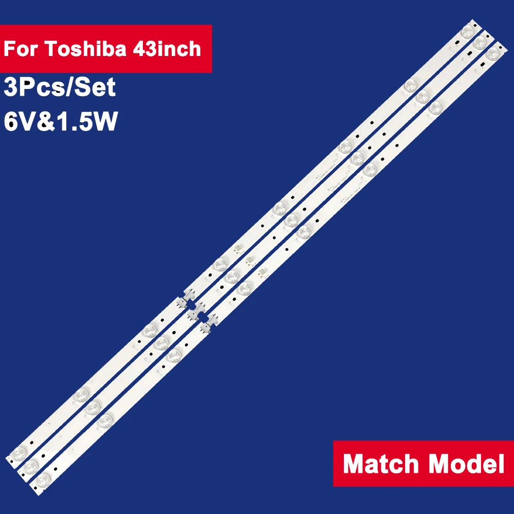 

3Pcs 755mm For Toshiba 43inch LED Backlight TV Strip 8Leds 6V&1.5W JL.D40081330-140ES-M Backlight 40L1600C 40L2600C TH-40D400C