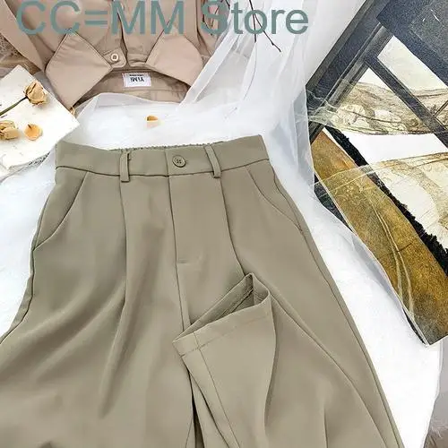 New Office Pants for Women Elastic Waist High Waisted Harem Pants Korean Style Trousers Streetwear Summer White Black