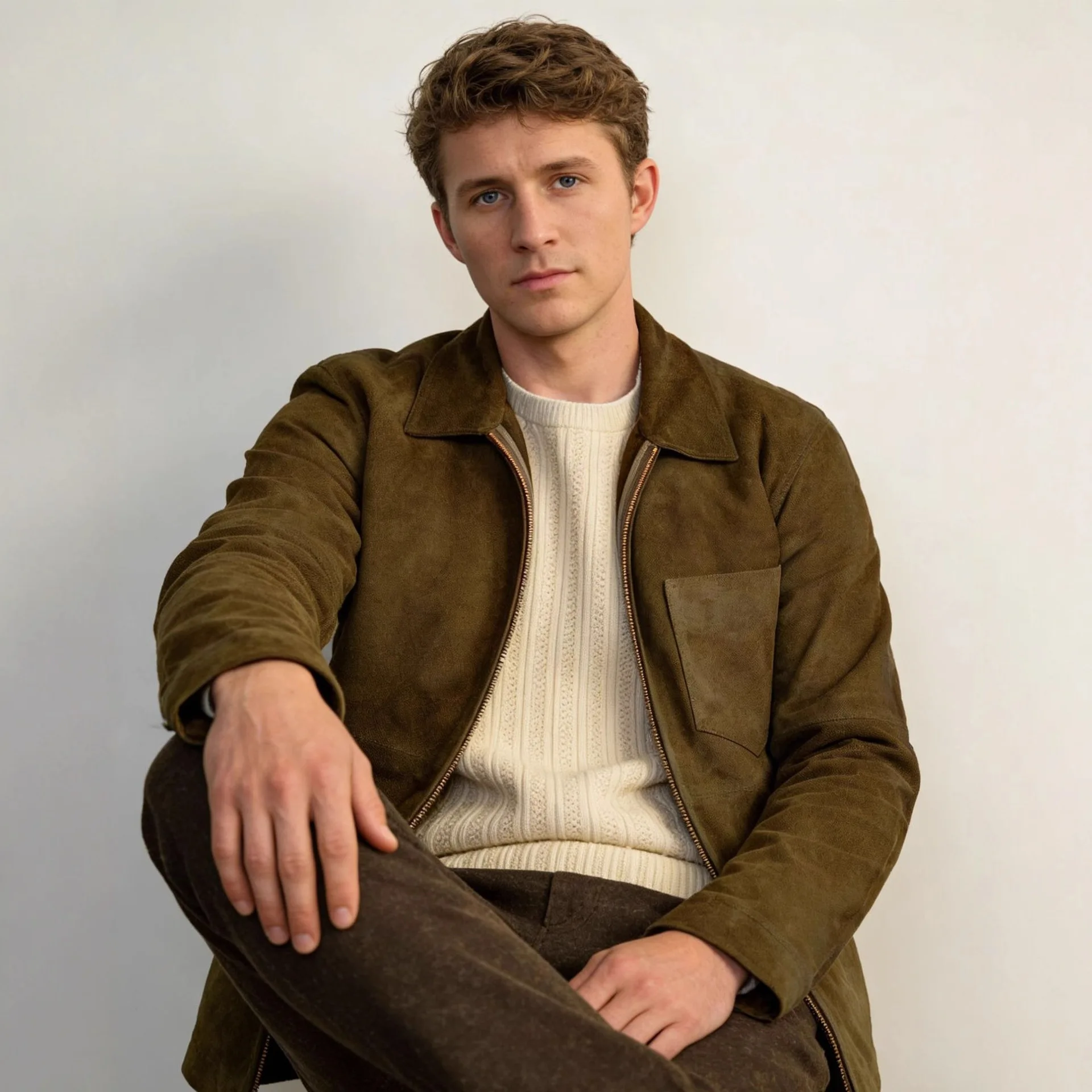 Spring And Autumn New Jacket Solid Color Leather Fleece Zipper Casual Jacket Men's