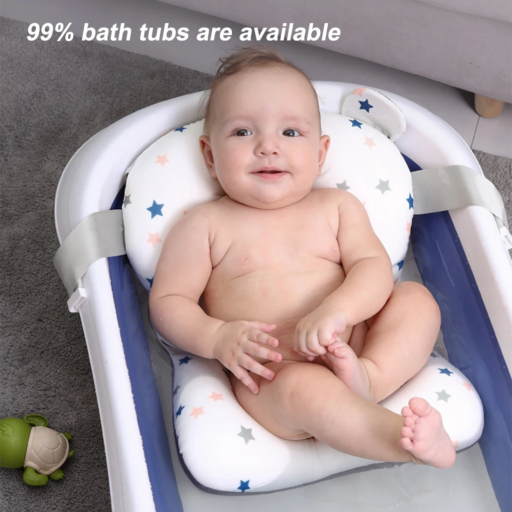 Baby Bath Seat Support Mat Foldable Baby Bath Tub Pad & Chair Newborn Bathtub Pillow Infant Anti-Slip Soft Comfort Body Cushion