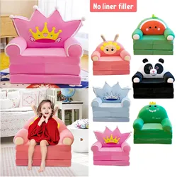 2 In 1 Foldable Children Sofa Plush Foldable Kids Sofa Backrest Armchair Cute Cartoon Lazy Sofa Children Flip Open Sofa Bed