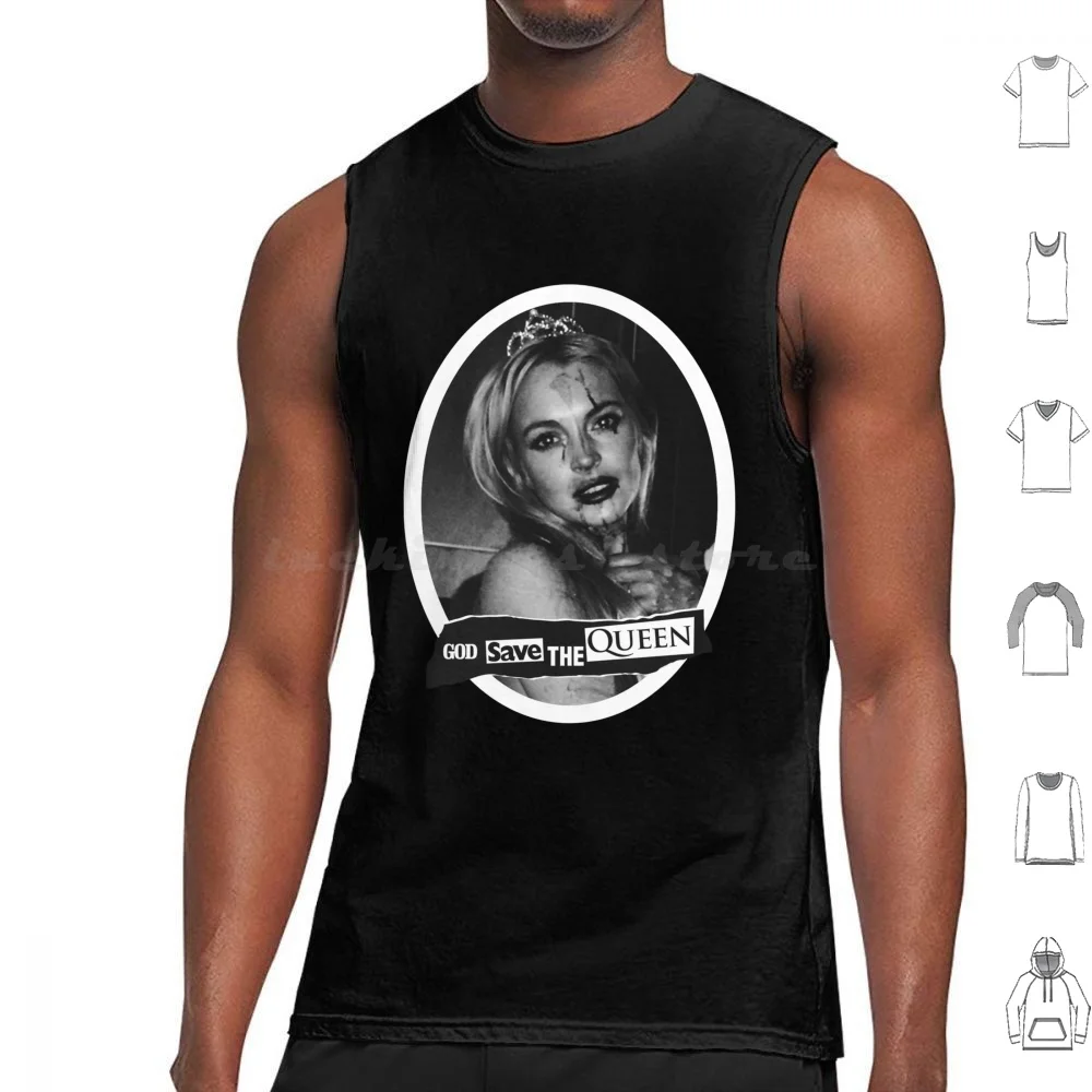 Lindsay Lohan 'god Save The Queen' Tank Tops Vest Sleeveless Lindsay Lohan God Queen God Save The Queen Tumblr Edit Festive