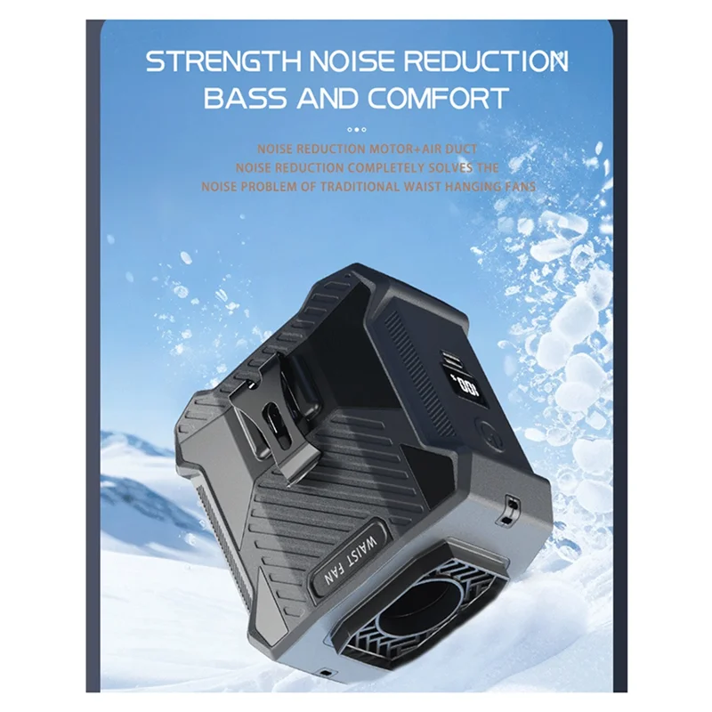 ABJF-Whirlwind مروحة عرض رقمية 5 سرعات عالية السرعة USB شحن مروحة الخصر المثبتة على الرقبة