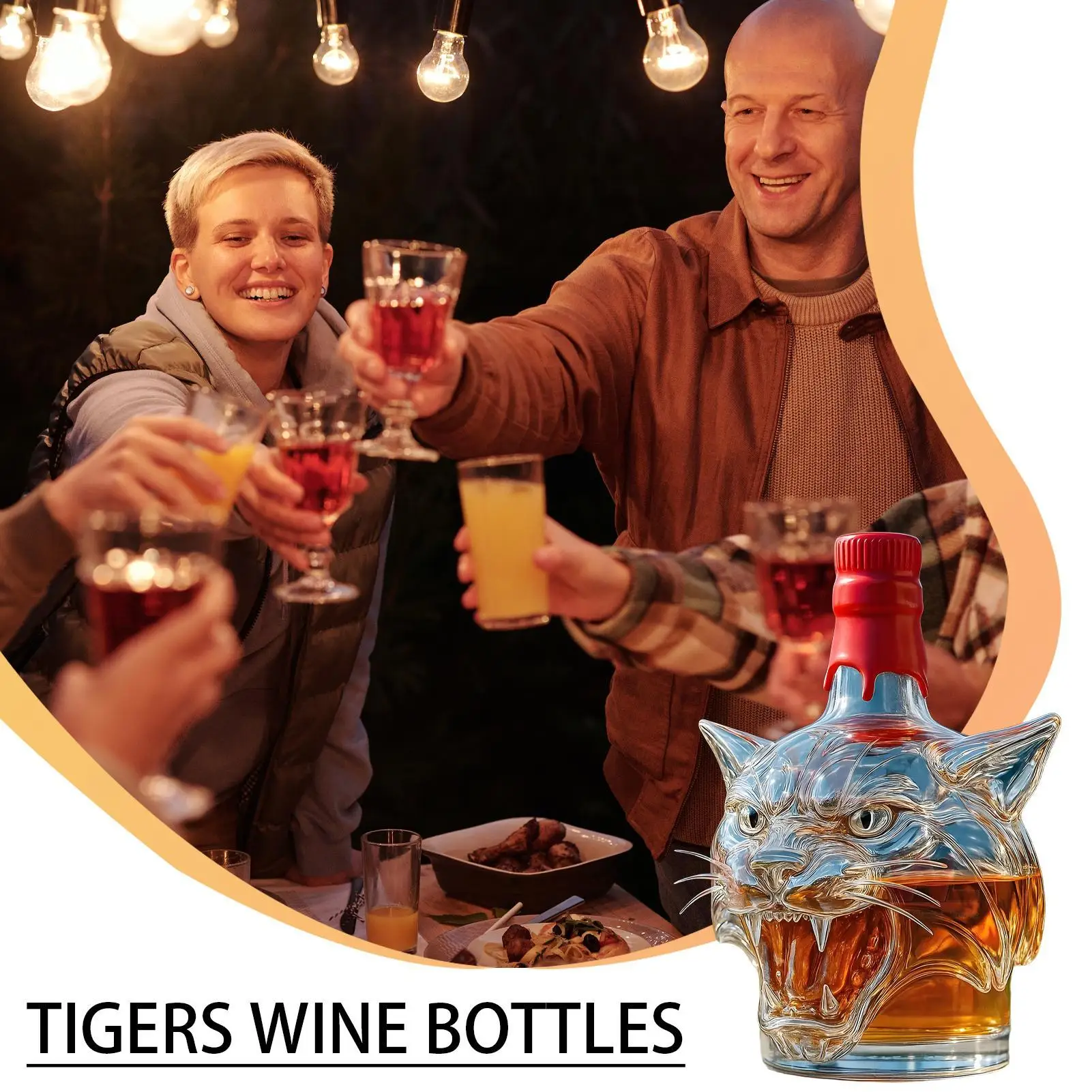 

Vodka Decanter Whiskey Liquor Glass Decanter Bottle Home Decoration Tiger Head Shaped Drink Container For Spirit Wine Bourbon