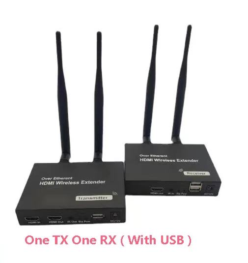 5GHz Wireless Transmission System Wireless HDMI USB Extender Transmitter Receiver Video WIFI 200m Wireless HDMI Sender Kit