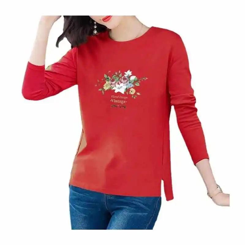 

Faionable Long Cotton Sweatirt Women Loose Fit Crew Ne Spring Summer Casual Comfortable Breathable Streetwear Sle