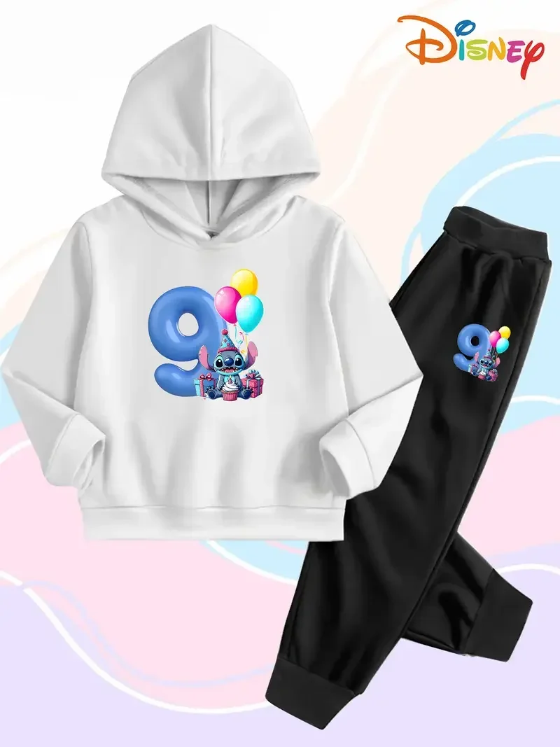 

Disney Kids' Hoodie and Pants Set Featuring Stitch Characters, Perfect for Fall and Winter with a 9th Birthday Celebration