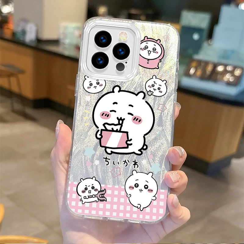 Lovely J-Jiyikawas Cartoon Gradient Phone Case for iPhone 16 15 14 13 12 11 8 7 6 Pro Max Plus XS XR Hard Shockproof Matte Cover