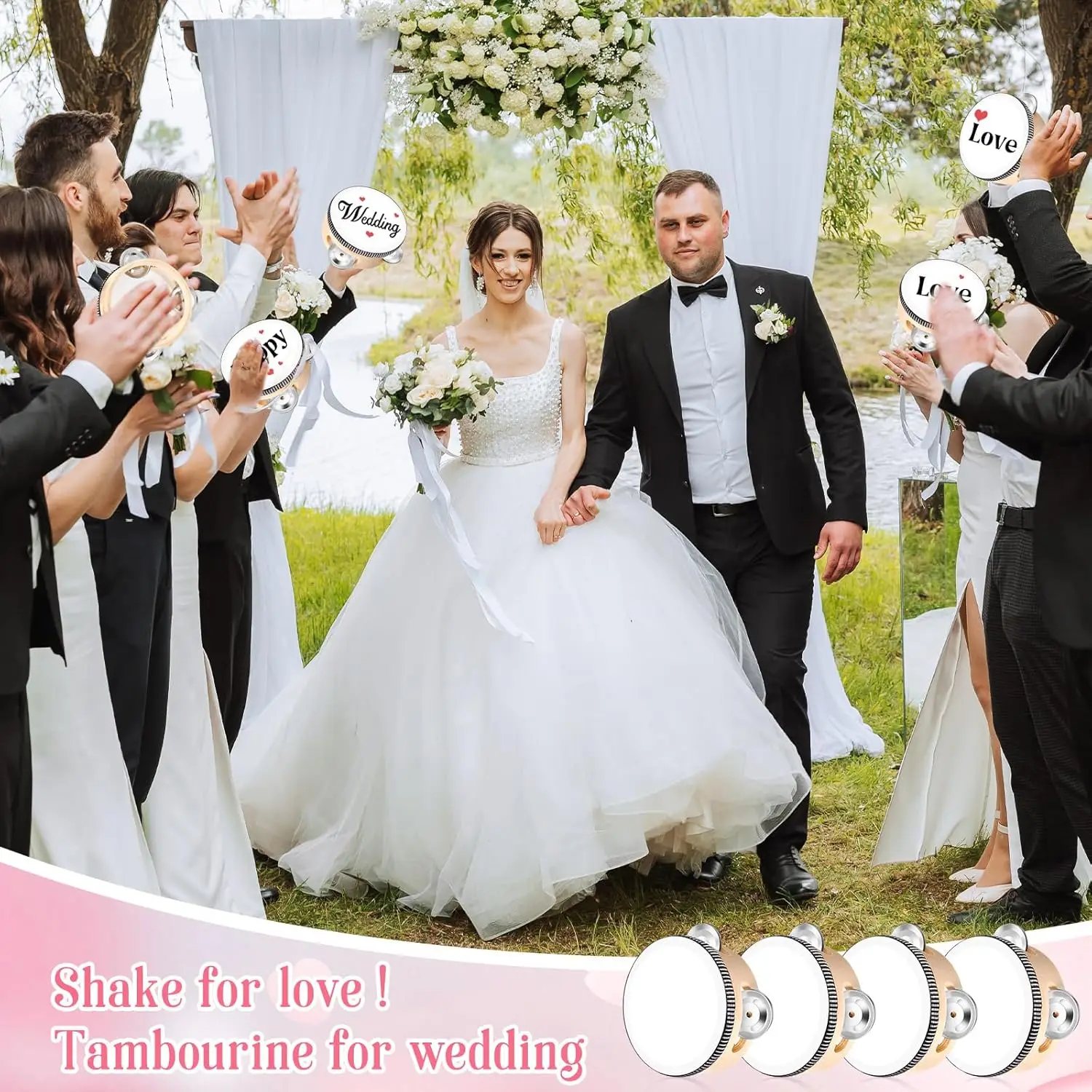 10-60Pcs Wedding Tambourines for Adults Hand Drums Noise Makers Musical Instruments Tambourine for Church Party Favor 4/6/8Inch