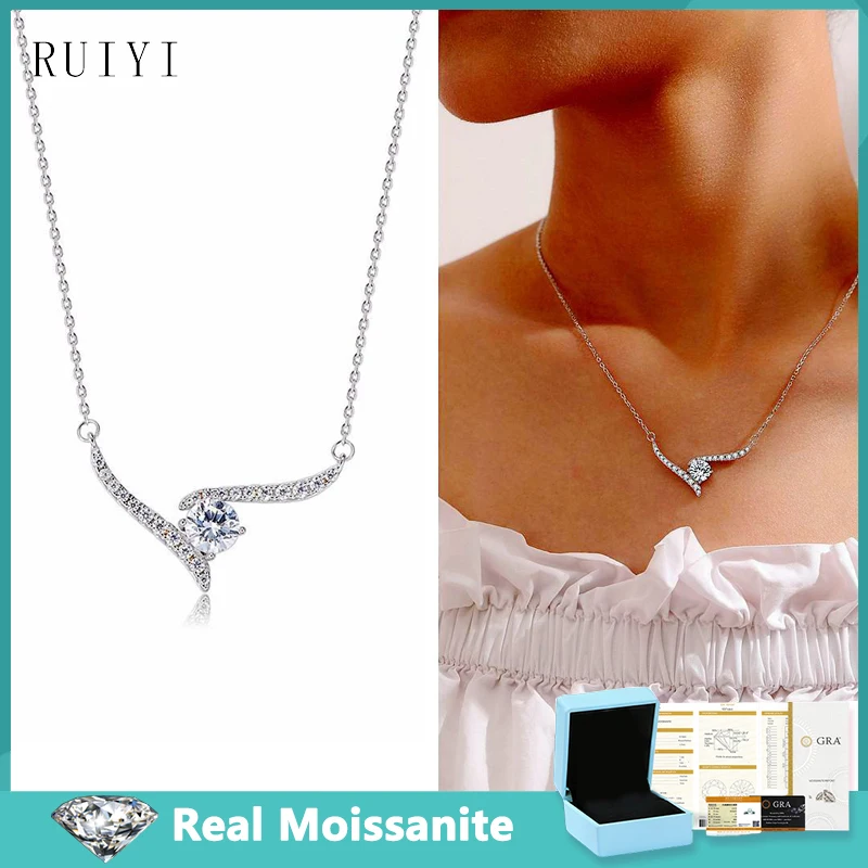 D Color 1ct Moissanite Luxury High Sense Diamond Pendants Necklaces For Women Certified Original 925 Silver Necklace Trend 2024