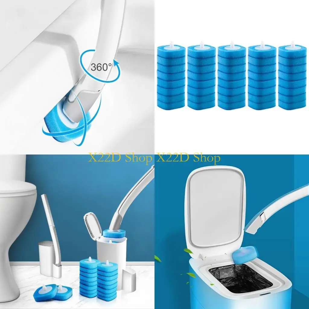 

X22D Long Handle Toilet Cleaning Brush Toilet Bowl Cleaner Wand Disposable Toilet Cleaning System Starter Easy to Use
