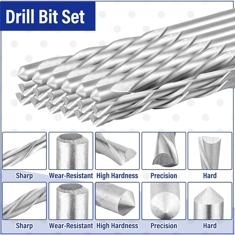 

High Quality-18 Pieces Drywall Drill Bits 1/8 Inch Wood Cutting Drill Bits Pilot Point Cutting Drill Bit Set, M2 High Speed Stee