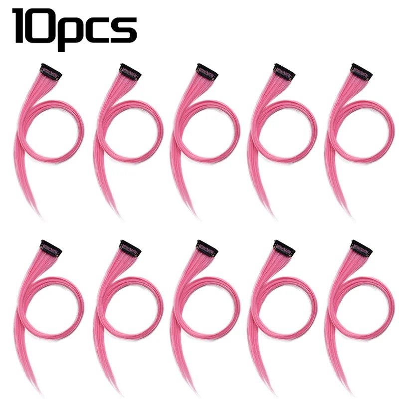 

10PCS Rainbow Girl Highlighted Hair Extension Hairpin Long Straight Hair Clip Trimmable For Hair False Hair, Durable