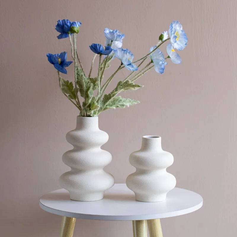 Creative Multi-Layered Large Round Ceramic Vases Modern Irregular Hydroponic Flower Vases Crafts Indoor Living Room Decoration