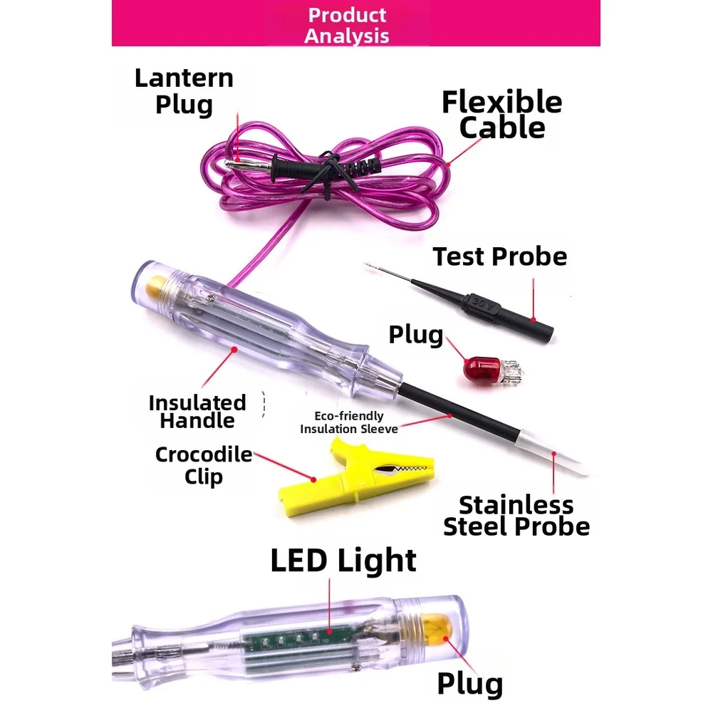 Automotive Voltage Tester Pen with Dual Color LEDs for Detecting Live Circuits Ignition Pulses and Sensor Signal Activity