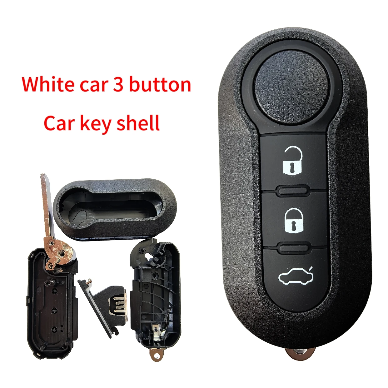 Jingxin 2/3 Tasten Autoschlüssel-Fernbedienungsgehäuse, Leeres Gehäuse mit SIP22-Klinge für Fiat 500 Panda Punto Bravo – Detail 8