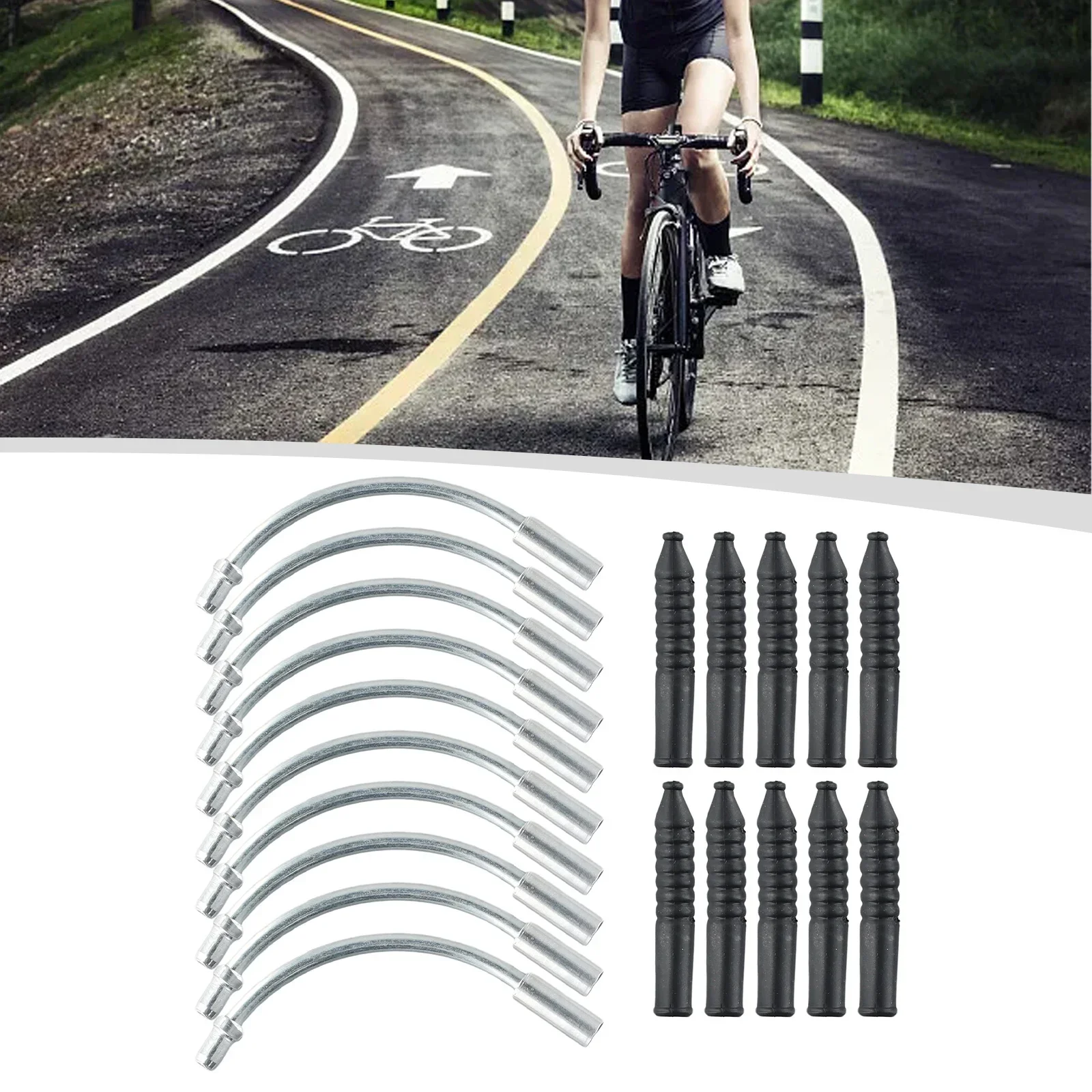 10 stücke V Bremse Nudel Und Boot Set Kabel Guide Biege Rohr Rohr Ärmeln Schutz Schlauch Bremse MTB Mountainbike Outdoor nudeln – Detail 1