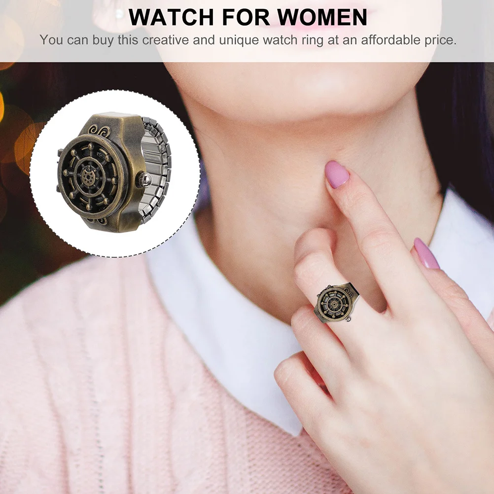 2 pezzi orologio da dito retrò orologio ad anello in lega di zinco elegante creativo decorativo lanciando gioielli pratico cronometraggio scelta regalo