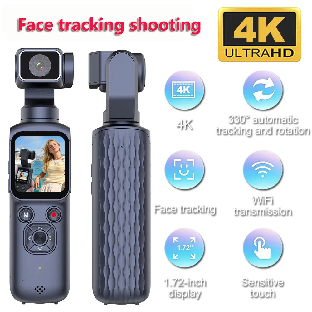 

Pocket Handheld Gimbal Camera 4K Anti-Shake Vlog Recorder for Travel Live Streaming