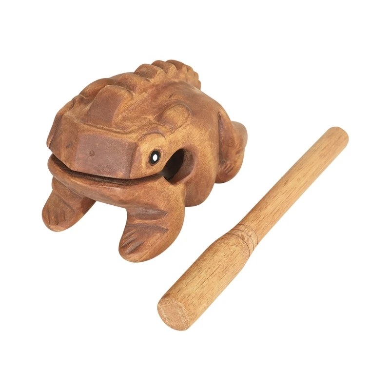 Animal-Shaped Wooden Guiro Instrument With Wooden Mallet, Carved Brown Percussion Piece for Gentle Tapping, Rhythm 69HD