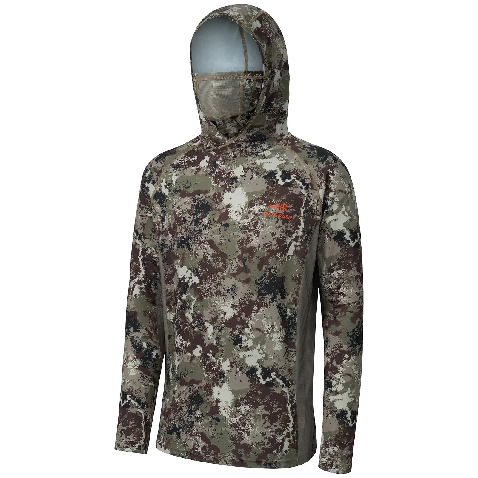 Bassdash UPF 50+ Jagdhemd für Herren mit Maske, Langarm-Camo-Angelhoodie – Detail 5