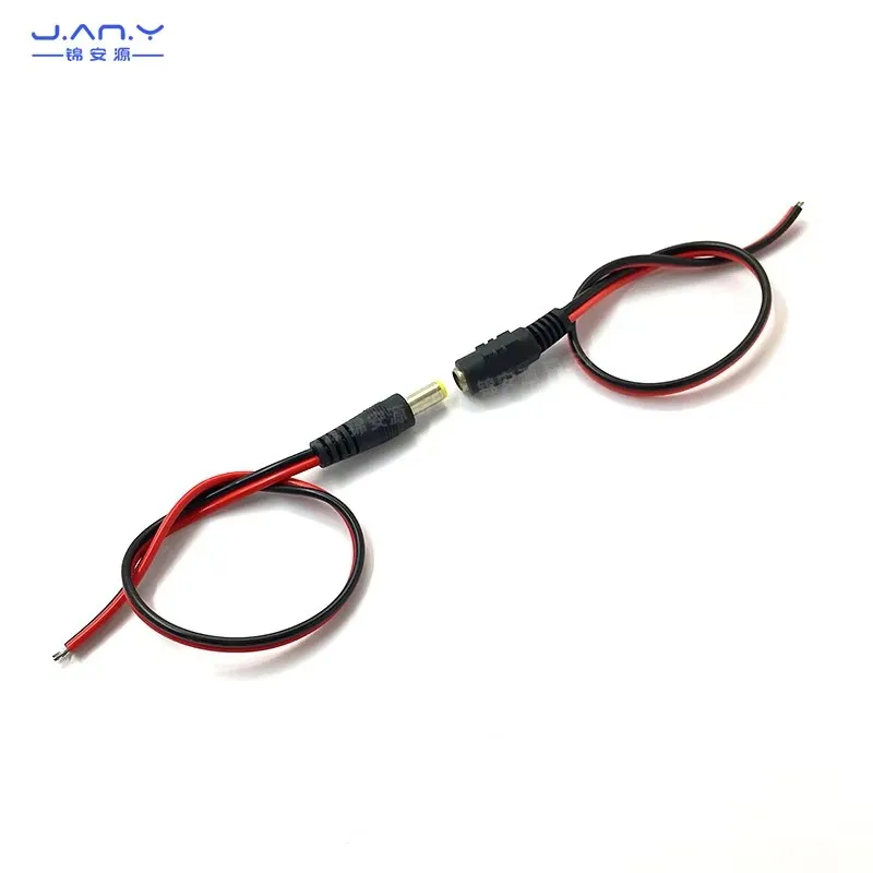 تيار مستمر إمدادات الطاقة حافلة الذكور 22AWG تيار مستمر سلك أحمر أسود 5.5*2.1/2.5 مللي متر قابس طاقة 12 فولت مراقبة LED سلك توصيل الطاقة