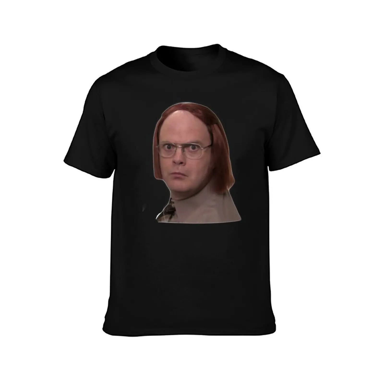 the office dwight schrute meredith wig T-Shirt, Summer Casual Cotton Tee, Oversized Streetwear Tops, Vintage Graphic Print