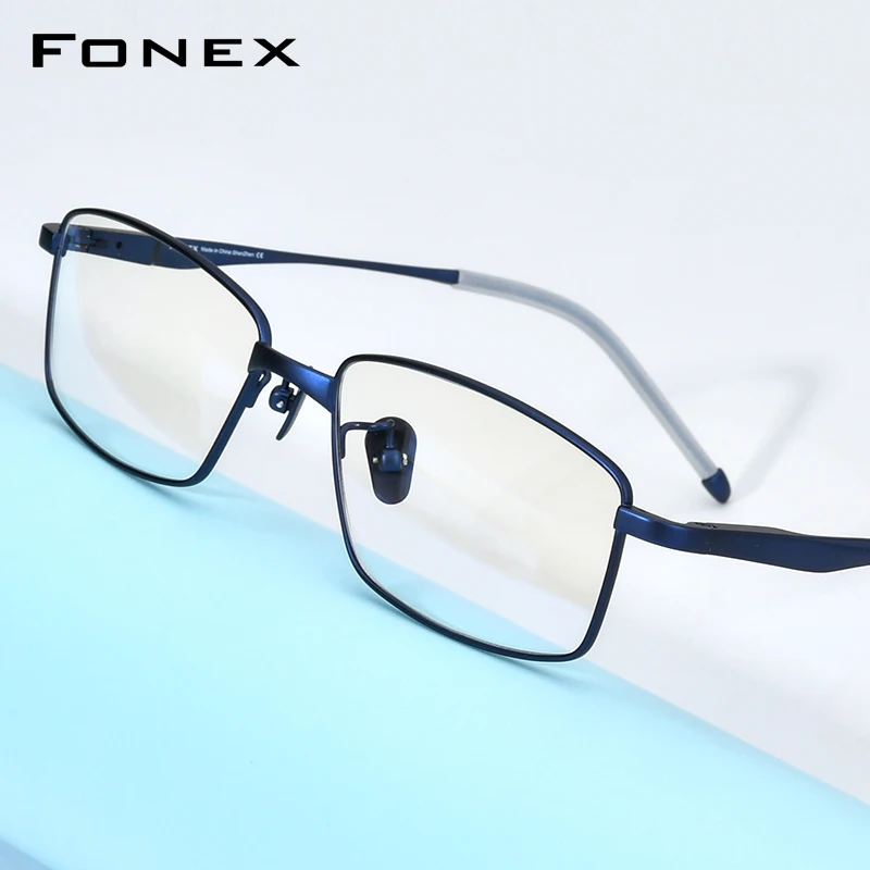 FONEX Pure Titanium Eye Eyeglasses Frames Men Brand Design Square Glasses Women Ultralight-Weight Japanese Korean Eyewear 8556