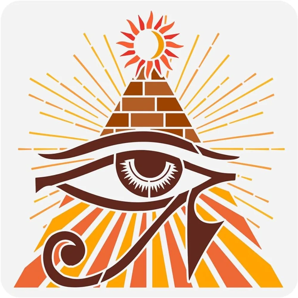 

Eye of Horus Painting Stencil 11.8x11.8inch Reusable Pyramid Symbol Eye of Providence Drawing Template Devil's Eye