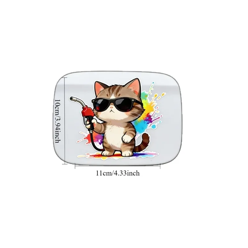 1pc Cool Cat With Sunglasses Vinyl Sticker, Waterproof Sunproof Decal for Car Fuel Tank Cap & Motorcycle