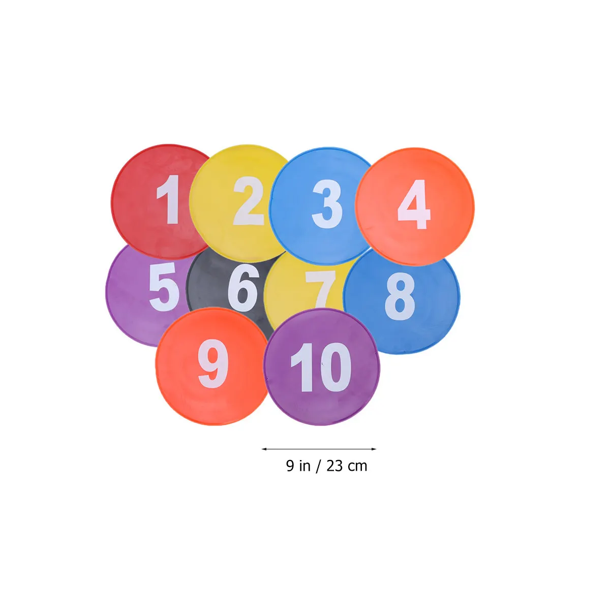 11Pcs Poly Vinyl Spot Markers 23Cm Floor Markers Lightweight Rip Resistant 5 Bright Colors 10 Numbered Discs for Basketball