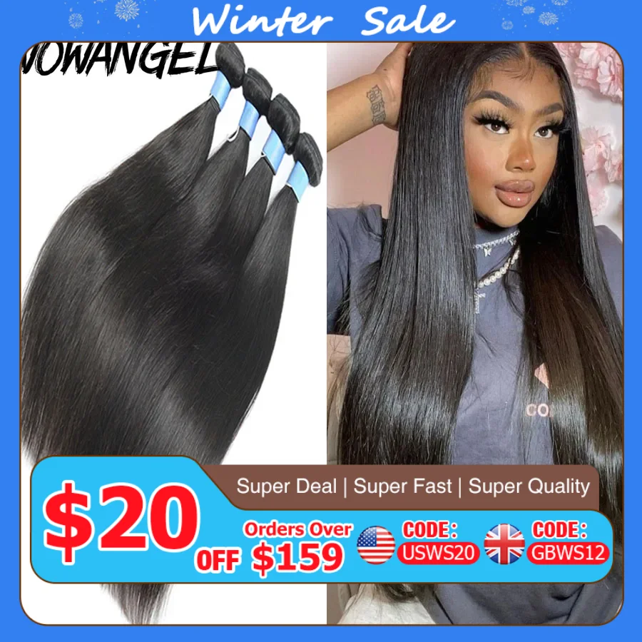 

Wow Angel Straight 28 30 Inch Remy Brazilian Human Hair Bundles 100% Silky Hair 3/4 pieces Human Hair Extensions Virgin Hair