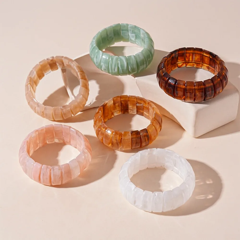 Bohemian Acrylic Bangle Smudging Wide Rectangle Irregular Wide Bracelet Europe American Style Minority Design Retro Hand Ring
