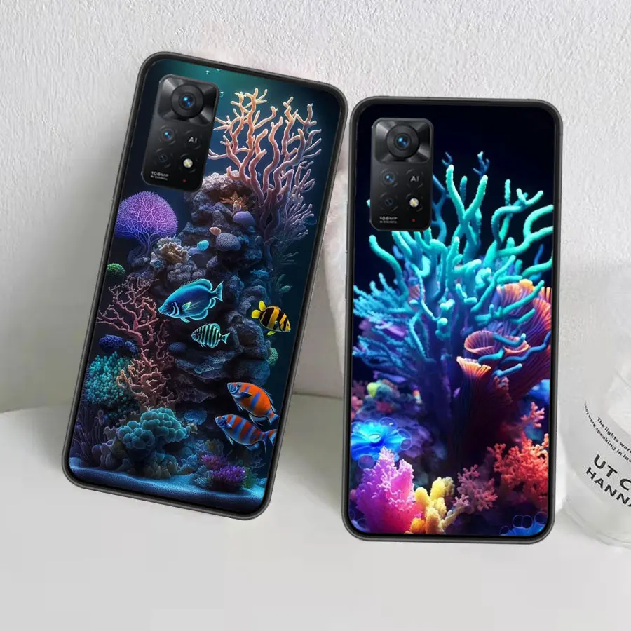 Coral Reefs and Their Small Fish Phone Case For Redmi Note 13 14 Pro 5G Plus 12 12C 10 10A 10C 9 9A 9C 9T 8 8A 7 7A K60 K70 K40