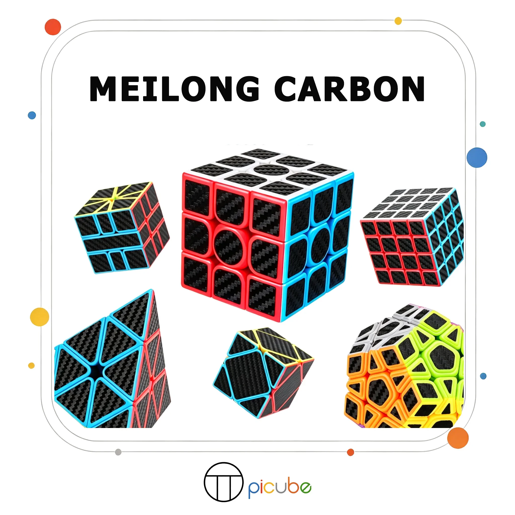 [Picube] MoYu MeiLong Carbon 2x2 3x3 4x4 5x5 SQ1 Skewb Pyraminx Megaminx Speed Cube Set Twisty Puzzle Cubo Magico Gift Toy