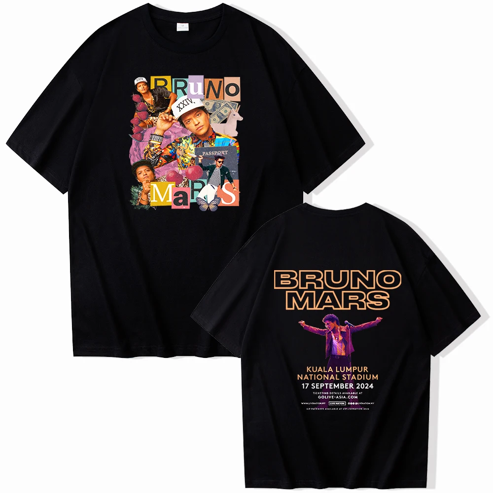 Bruno Mars Tour 2024 Short Sleeve T-shirt Harajuku O-neck Summer Casual Shirt Fans Gift Tops