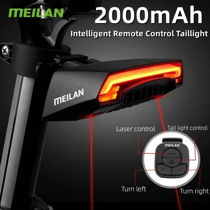 

MEILAN X5 Bike Taillight Smart USB LED Wireless Remote Control Bicycle Rear Light MTB Road Laser Turn Signal Cycling Lamp