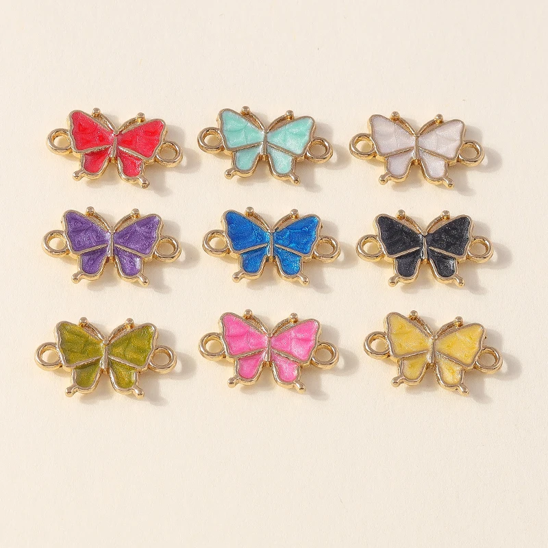 20 Stück bunte Emaille-Schmetterlings-Anhänger in verschiedenen Farben, zum Verbinden von Schmuckelementen, für die Herstellung von DIY-Armbändern, Halsketten und handgefertigten Schmuckstücken. – Detail 2