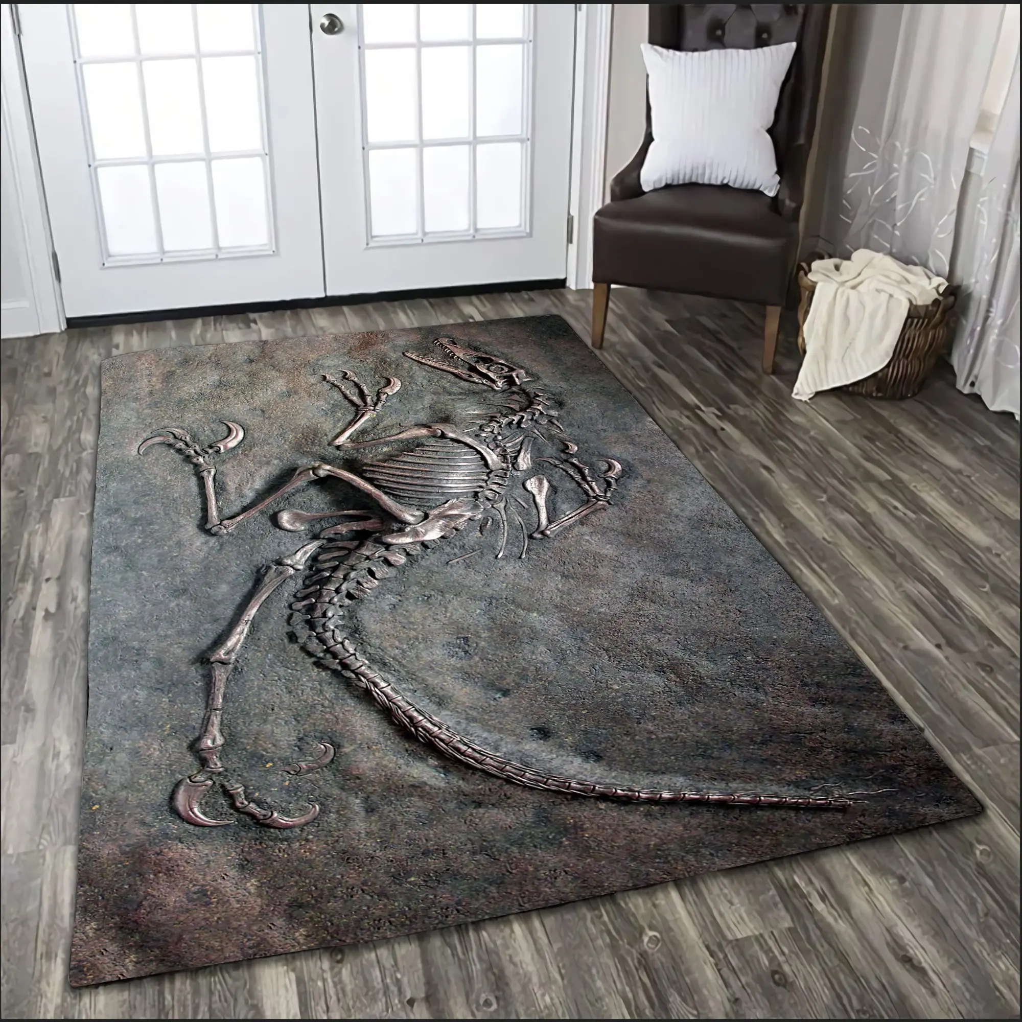 3D Dinosaur Fossil Art Rug Living Room Non-slip Carpet Home Decoration Children\'s Bedroom Floor Mat Hallway Balcony Door Mat